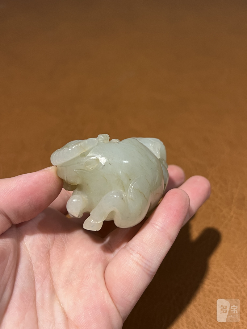 清 白玉牧童戏牛摆件 - 图5